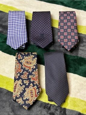 Classic Men's Navy Patterned Tie Collection - 5 Pack